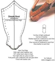 the sewing pattern shows how to make an easy boot for someone's feet and leg