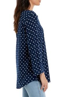 Refresh your wardrobe with this printed tunic-style top. Pair it with your favorite denim for casual outings. | Kim Rogers Women's Printed Henley Tunic Top, Navy Blue, Medium Tunic Style Tops, Tunic Style, Kim Rogers, Tunic Styles, Tunic Top, Tunic Tops, Navy Blue, Navy, Wardrobe