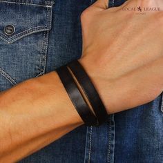 ⛵ Double Wrap Leather Wristband - Adjustable Length 🌵 SURFER STYLE BRACELET - OUTBACK ESCAPES 🌊 Masculine stylish look, Perfect in its simplicity 🌴 Hand made bracelet with beautiful burnished edges; 100% Genuine Leather 🌍 Embrace your Adventures with our Original and Long-lasting Casual Jewelry Available in: ➯ Black  ➯ Dark Brown / Dark Chocolate The length can be easily adjusted to best fit your needs - series of small adjustment holes; total strap length is approx. 17.7"/ 45 cm, width 0.4" Casual Black Band Wristband, Black Wristband For Father's Day, Classic Black Bracelets With Wrist Strap, Classic Black Bracelet With Wrist Strap, Black Everyday Wristband For Father's Day, Casual Black Band Bracelet, Adjustable Black Leather Band Bracelet, Adjustable Black Wristband For Father's Day, Everyday Black Bracelets With Wrist Strap