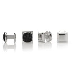 Designed with a brilliant shimmer of elegance, our Stainless Steel Black Pave Crystal Stud Set is crafted with some of the world's most delicate and precisely-cut Preciosa crystals. These stunning pavé-set black crystal cufflinks and tuxedo studs will bring a touch of sparkle to your next formal event. Our stud set will stand up to wear and maintain their sleek, shiny look thanks to being crafted from durable stainless steel. Crystal Cufflinks, Tuxedo Studs, Crystal Set, Stud Set, Black Crystals, Formal Event, Cufflinks, Jewelry Watches, Gift Box