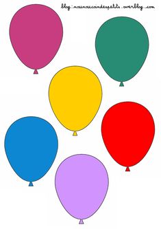 four balloons with different colors on them