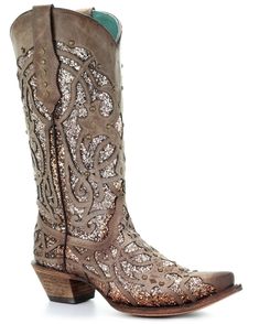 Women's Glitter Leather Overlay Boots - Orix – Skip's Western Outfitters Cowgirl Boots Wedding, Classic Black Boots, Country Shoes, Cowboy Shoes, Glitter Fashion, Wedding Boots, Corral Boots, Western Boots Women, Square Toe Boots