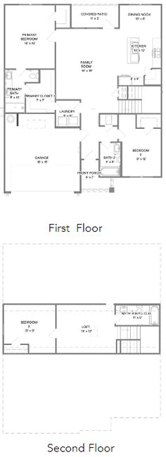 the first floor and second floor are shown