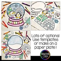 three pictures with the words, lots of options use templates or make on a paper plate