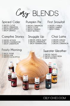 Diffuser Blends are the Easiest Way to Enjoy Cozy Season Scents! Use our cozy infused essential oil blend printable to start now. Oils For Hair, Benefits Of Essential Oils