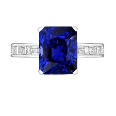 METAL SPECIFICATIONS White Gold 14K STONE SPECIFICATIONS Stone Name : Blue Sapphire and Diamond Stone Cut : Radiant, Princess and Baguette Stone Details : There is one radiant cut sapphire approx. 2.50 carats (Approx. Size 8 x 7 mm) and approx. 0.50 carats of diamonds on the sides. Natural earth mined stones. Color : F/G Clarity : VS1/VVS1 Quality of Sapphire : AAA Sapphire Treatment : Heated Total : Approx. 3 Carats RING SPECIFICATIONS Size : 6.5 (Can ship in any size, please send us a message 3 Carat Ring, Diamond Sapphire Ring, Saphir Ring, Sapphire Diamond Ring, Radiant Cut, Channel Set, 3 Carat, Natural Earth, Stone Cuts