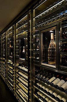 a wine cellar filled with lots of bottles