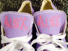 "Cute customized Children's sneakers. These show standard initial placement for children. First, Middle, Last. You could do a monogram if you would like but I felt most children don't understand the Last Initial in the middle. Its your choice. Please specify Letter order and thread color Also specify the font you want Vine Satin Script 1\" Circle Monogram I can also do other color sneakers. Please message me with any requests. I can also do HIGH TOPS...$20 extra I can even do Toddler sizes with Casual Lace-up Custom Sneakers, Customizable Casual Lace-up Sneakers, Casual Customizable Lace-up Sneakers, Sporty Custom Low-top Sneakers With Embroidered Logo, White Canvas Shoes With Embroidered Logo, Casual Custom Embroidery Lace-up Sneakers, Custom High-top Sneakers With Embroidered Logo For Sports, White Custom Sneakers With Embroidered Logo, White Sole Low-top Custom Sneakers With Embroidered Logo