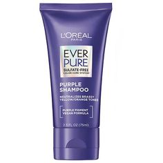 EVER TRIED AMERICA'S #1 PURPLE SHAMPOO*? L'Oreal Paris EverPure Purple toning regimen with Hibiscus and Purple Dye corrects brassy yellow to orange tones while leaving your hair moisturized and brighter. 100% Sulfate Free shampoo and conditioner, Paraben Free, No Harsh Salts, No Harsh Surfactants, Vegan Formula**. Validated by Colorists. Use 2-3 times a week instead of your regular shampoo and conditioner. *L'Oreal USA calculation based on Hair Care & Styling Database for the items identified as Lightening Shampoo, Purple Toner, Purple Shampoo For Blondes, Purple Conditioner, Shampoo For Gray Hair, Purple Shampoo And Conditioner, Silver Shampoo, Purple Dye, Beautiful Blonde Hair