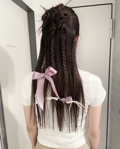 Korean Hairstyles, Ribbon Hairstyle, Hair Stylies, Hair Stylist Life, Korean Hairstyle, Hairstyles Haircuts