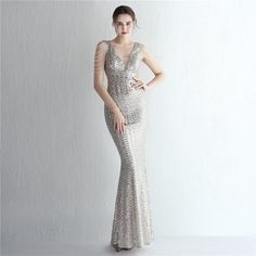 F00250247-604 Sequin Evening Dresses, Fishtail Dress, Evening Dress Fashion, Moda Vintage, Women Maxi, Maxi Dress Party, Formal Evening Dresses, Prom Party Dresses, Beaded Dress