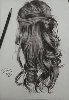 a pencil drawing of a woman's hair