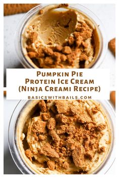 pumpkin pie protein ice cream recipe in a plastic container