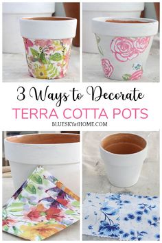 three ways to decorate terra cota pots