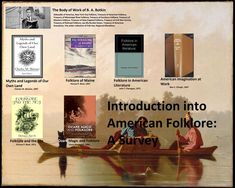 an advertisement for the american folklore survey, with images of people in canoes and books