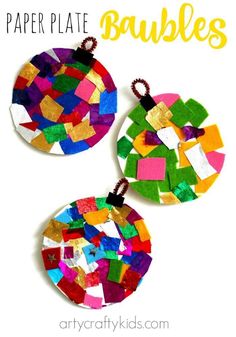 these paper plate baubles are so cute and easy to make