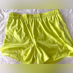 Dsg. Brand New With Tag Men’s Size Xxl Athletic Shorts. Reflective Stripe On The Side. 5 Inch Stride. Athletic Fit. Built In Brief. New With Tag. 0286 Yellow Moisture-wicking Short Bottoms, Neon Yellow Sports Shorts, Moisture-wicking Yellow Shorts, Yellow Sporty Running Bottoms, Sporty Yellow Running Bottoms, Yellow Bottoms For Summer Running, Yellow Sports Athletic Shorts, Yellow Athletic Shorts For Sports, Yellow Running Bottoms With Built-in Shorts