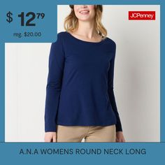 This a.n.a long-sleeve t-shirt from its adaptive collection for women is an everyday wardrobe essential crafted from soft stretch-jersey. It is designed with specific adaptive features to meet sensory needs and assist with easier on-and-off dressing such as flat seams, a tag-free design and a wide round neck.Features: Adaptive, Essentials, Flat Seams, Tag FreeFit: Regular FitNeckline: Round NeckSleeve Length: Long SleeveApparel Length: 25 InchesFiber Content: 57% Cotton, 38% Modal, 5% SpandexFa… Everyday Wardrobe, Wardrobe Essentials, Shirt Shop, Shirts Tops, Long Sleeve Tshirt, Free Design, Round Neck, T Shirts, Wardrobe