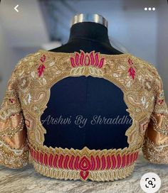 Lotus Aari Work Blouse Designs, Bride Blouse, Gold Blouse Designs, Magam Work, Blouse Maggam Work, Peacock Embroidery