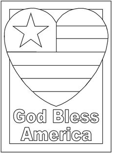 an american flag heart with the words god blasss america on it, in black and