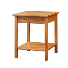 a small wooden table with one shelf on the side