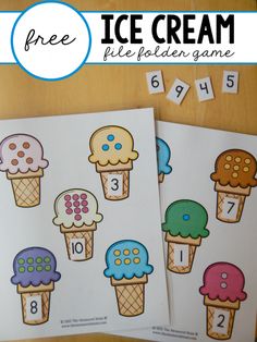 two ice cream printables with numbers on them