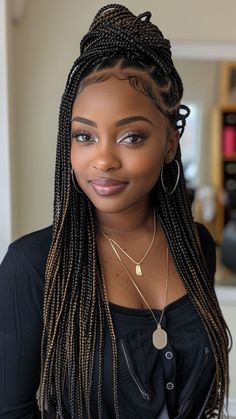 Upgrade Your Look: 25 Fabulous Medium Box Braid Hairstyles Medium Sized Box Braids, Bob Box Braids Styles, Medium Braids, Cornrows Hair, Box Braid Hairstyles, Hair Styles Long Hair, Simple Routine, Black Hairstyles With Weave, Medium Box Braids