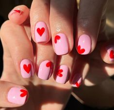 Cozy Date Night, Festive Nail Art, Subtle Nails, Simple Gel Nails, Hearts And Flowers, Red Nail Polish, Sparkle Nails, Short Acrylic Nails Designs