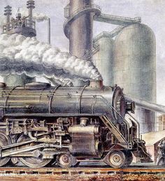 Reginald Marsh - The Locomotive George Luks, Art Deco Paintings, Russian Painting, Industrial Art, Impressionism