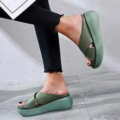 Bonnieshoes Plate-forme Bout ouvert Pantoufles confortables Sandales à glissière décontractées Comfy Slippers, Casual Slippers, Slide Sandals, Open Toe, Slippers, Sandals