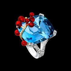 Blue Lagoon Cocktail, Aquamarine Cocktail Ring, Colorful Centerpieces, Contemporary Jewellery Designers, Contemporary Rings, Beautiful Friendship, Red Opal, Gold Cocktail Ring