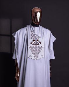 Luxury Agbada for Men | Custom Sizing | White – OTUNBA Elegant White Ceremonial Traditional Wear, Elegant White Traditional Wear For Ceremonial Occasions, Elegant Formal Sets With Traditional Patterns, Elegant Fitted Festive Thobe, Festive Elegant Fitted Thobe, Elegant White Traditional Wear For Ceremonies, Elegant Formal Thobe With Dabka, Elegant Formal Thobe With Dabka Detailing, Fitted White Agbada For Eid