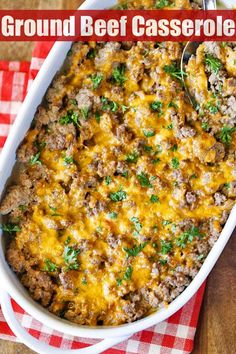 ground beef casserole with cheese and parsley