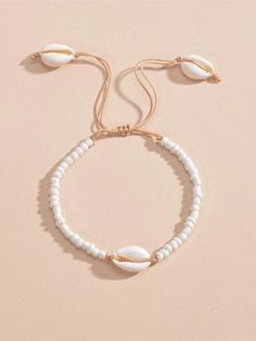 Bracelet de cheville perlé à détail coquille | Mode en ligne | SHEIN FRANCE Beachy Bracelets, Surf Jewelry, Beaded Jewelry Necklaces, Beaded Jewelry Designs, Jewelry Accessories Ideas, Summer Bracelets