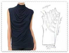 a drawing of a woman's top with a cowl neck