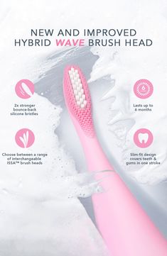 What it is: An improved hybrid wave toothbrush featuring 2x stronger bounce-back bristles and 10,000x more hygienic than nylon silicone.What it does: The toothbrush features 16 speeds of Sonic Pulse technology for a completely customized brush. It helps improve overall oral hygiene and removes 30% more plaque than a manual toothbrush. It also helps prevent gum recession and damge to tooth enamel. The toothbrush should last up to 365 days on a single charge. How to use: Use your regular toothpast Wave Brush, Gum Recession, Tooth Enamel, Manual Toothbrush, Tooth Brush, Pearl Pink, Electric Toothbrush, Oral Hygiene, 365 Days