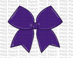 a purple bow on a white background with the words patch patch in black font below it