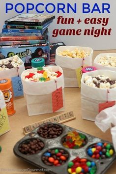 the popcorn bar game night is fun and easy to make