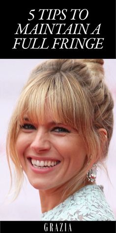 5 Tips To Maintain A Full Fringe (& How To Style Grown-Out Bangs) - Fringe Inspiration Full Fringe Hairstyles, Uneven Haircut, Growing Out Fringe, Growing Out Bangs, Full Fringe, Hairstyle Tips, Fringe Bangs, Hair Styles 2017