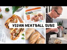 vegan meatball subs are being made in the kitchen and ready to be eaten