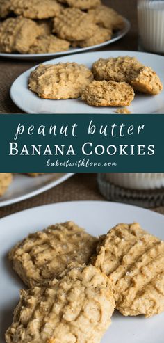 peanut butter banana cookies on a white plate