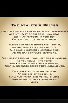 the athlete's prayer written in black and white