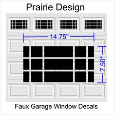 an image of a garage window with measurements for the size and width in front of it