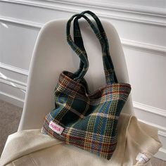 Daiiibabyyy Retro niche bag woven wool plaid single shoulder large capacity plaid canvas bag Korean version new bag aesthetic urban Trendy Plaid Square Shoulder Bag, Large Capacity Plaid Bag For Daily Use, Plaid Large Capacity Bag For Daily Use, Trendy Plaid Shoulder Bag With Large Capacity, Large Capacity Plaid Tote Shoulder Bag, Plaid Tote Bag For Daily Use, Trendy Large Capacity Plaid Bag, Plaid Rectangular Shoulder Bag For Shopping, Large Capacity Plaid Shoulder Bag