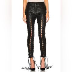 Very Chic, Comfortable Lace Up Leather Pant. Brand New. Leather Lace Up Pants, Lace Up Leather Pants, Real Leather Pants, Lace Up Pants, Biker Pants, Party Pants, Pant Trends, Leather Pants Women, Leather Pant