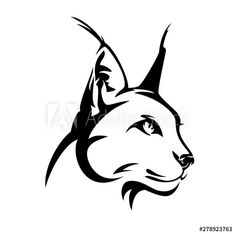 a cat's head in black and white on a white background, suitable to use as a logo