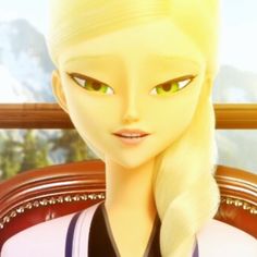 an animated character with blonde hair and green eyes