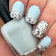 mint manicure with large silver sequins and an accent nail Diy Nail Designs, Winter Nail Designs, Nail Designs Glitter, Cute Nail Designs, Fancy Nails, Manicure E Pedicure