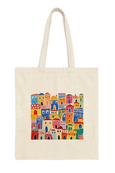 What a cute tote! This 100% cotton bag is 15" x 16" and great for everyday wear. It has 20" handles that make it easy to carry, and the canvas will last for years. If you have any questions, please ask! Tote Bag Designs Paint, Paint On Bag, Aesthetic Tote Bag Painting, Canvas Tote Bag Painting, Easy Tote Bag Painting, Canvas Bag Painting, Tote Bags Painting, Canvas Bag Painting Ideas, Totebag Painting