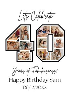 an anniversary card with photos and the number forty